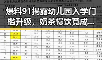 爆料91揭露幼儿园入学门槛升级，奶茶慢饮竟成细菌温床